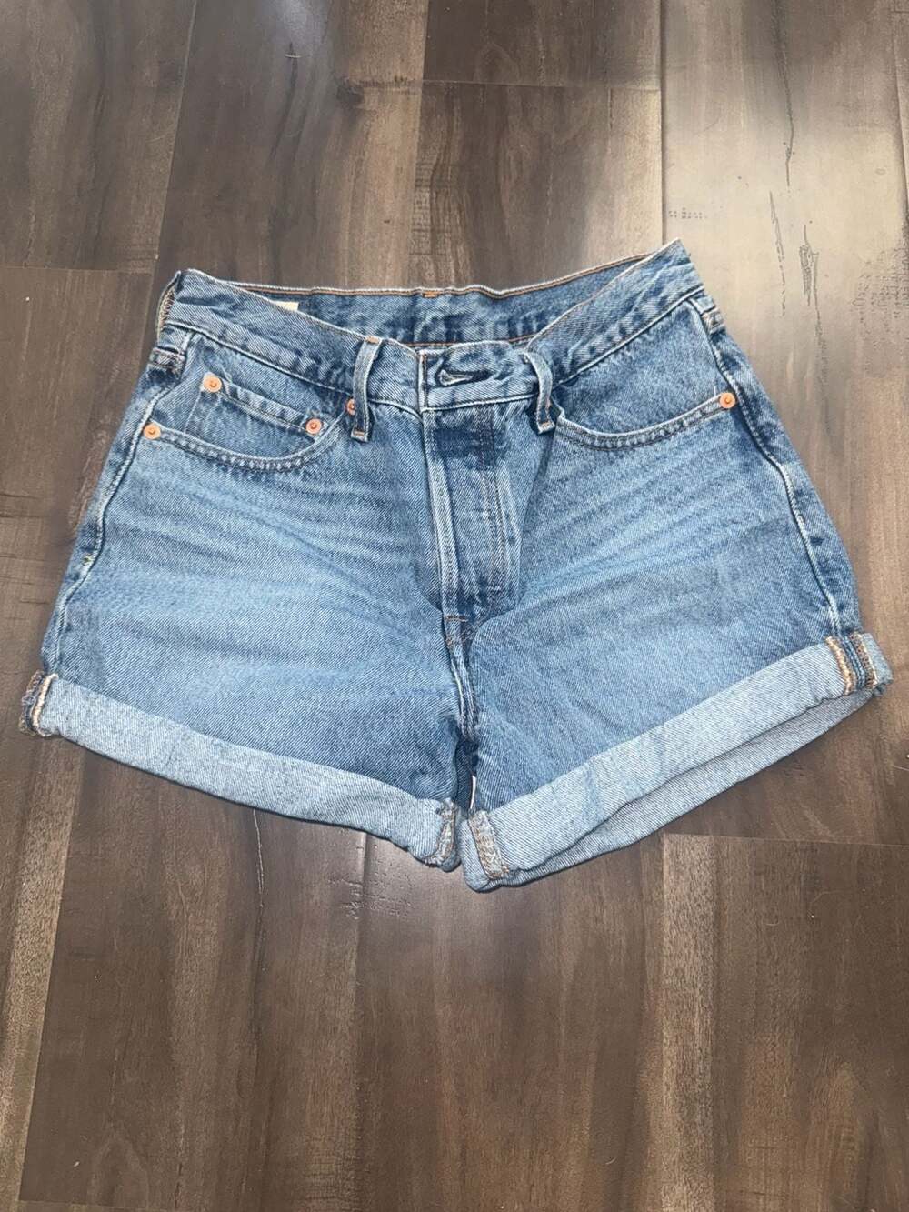 Levi's Premium 501 Original Button Fly Cuffed Denim Shorts